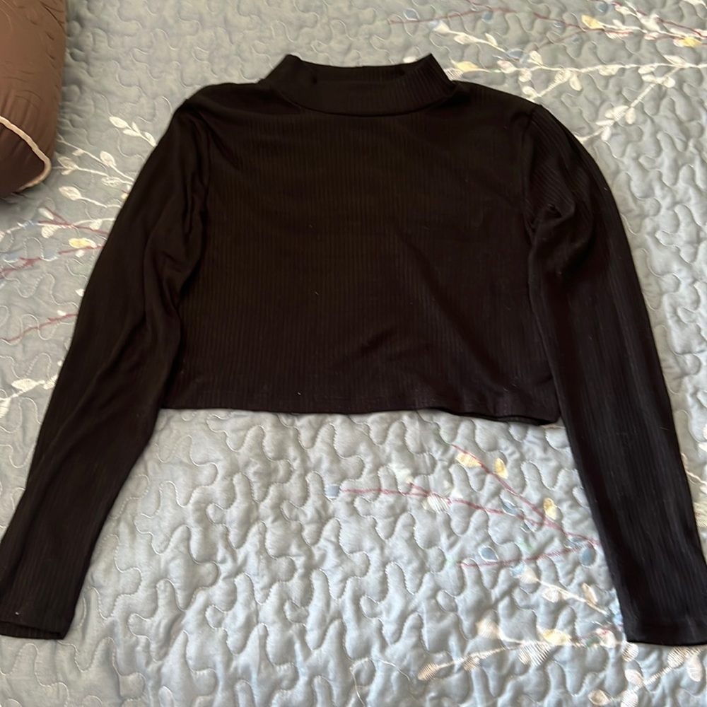 Basic Ribbed Black Crop Top